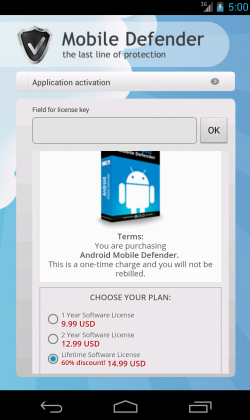 Mobile Defender activation license